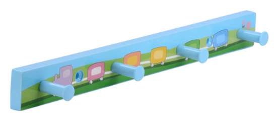 Afbeeldingen van Siro Haaklijst kunststof - boorafstand 168mm/L 300mm/H 36mm/B 30mm blauw/trein 