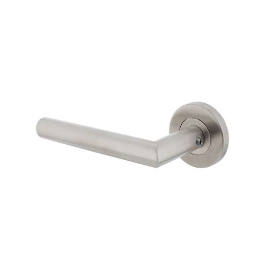 Afbeeldingen van INTERSTEEL Gatdeel links rechte Hoek 90° op rond rozet staal met 7mm nok rvs 1272