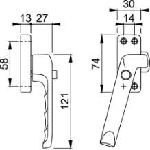 Afbeeldingen van Hoppe raamb. 4sg.f1 m/nok 013hnd drukknop
