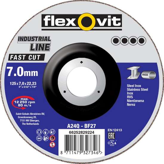 Afbeeldingen van Flexovit Afbraamschijf - Ø180x7x22mm - staal en zachte metalen