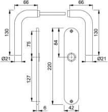 Afbeeldingen van Hoppe kruk + langschild E150Z/302 RVS