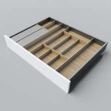 Afbeeldingen van Blum Bestekindeling met foliehouders Legrabox - corpusbreedte 750-950 diepte 600mm - fineer eiken/aluminium OL.EA6080S4BEST