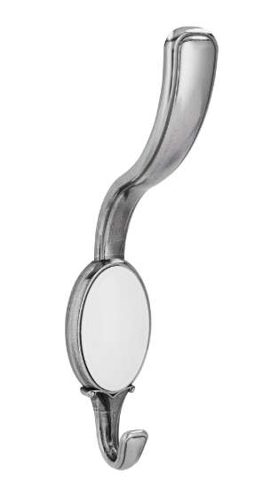 Afbeeldingen van Siro Kapstokhaak metaal - boorafstand 24mm/L 158mm/H 64mm/B 34mm antiek zilver/wit 