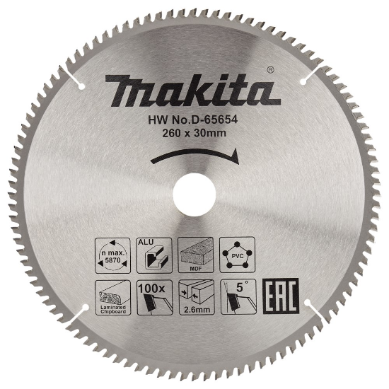 Afbeeldingen van Makita Zaagb multi 260x30 100T 5g D-65654