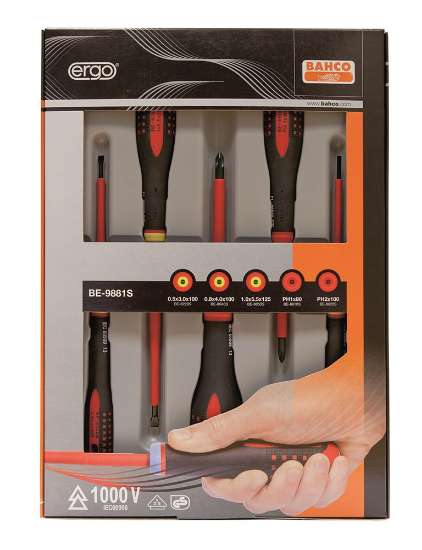 Afbeeldingen van Bahco geïsoleerde ergonomische schroevendraaierset voor gleuf/ph 5 Delig vde