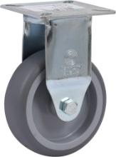 Afbeeldingen van Kelfort bokwiel - Ø75mm (60kg) - gegalvaniseerd met plaat en glijlager blauw/grijs rubber loopvlak 