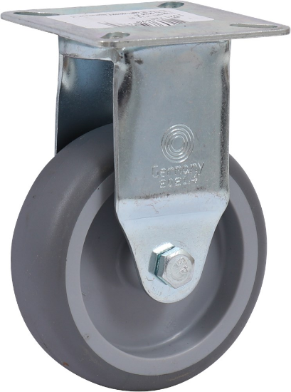 Afbeeldingen van Kelfort bokwiel - Ø75mm (60kg) - gegalvaniseerd met plaat en glijlager blauw/grijs rubber loopvlak 