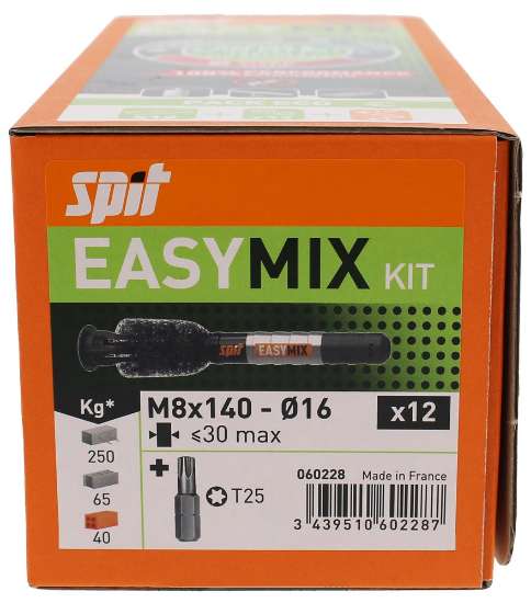 Afbeeldingen van Spit kit Easymix - M8x40mm - 12 stuks 