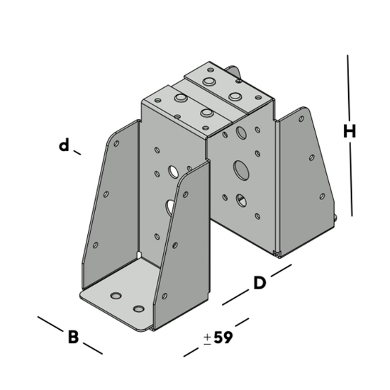 Afbeeldingen van GB Balkdrager GBS DB 63x125 Dikte 1,5 Sendzimir Verzinkt