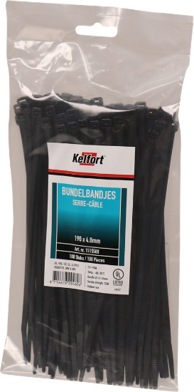 Afbeeldingen van Kelfort bundelbandjes - 4.8x190mm - zwart UV-bestendig 