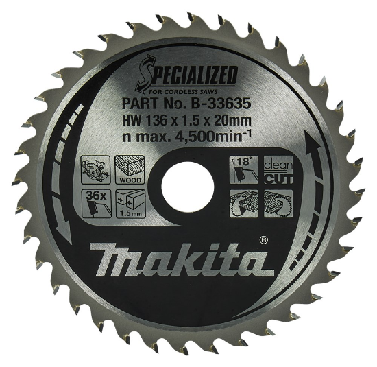 Afbeeldingen van Makita Zaagb 136X20X1,5 36T 18G B-33635