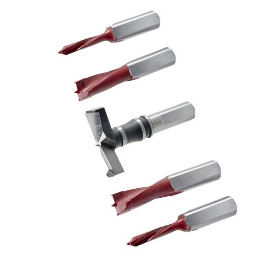 Afbeeldingen van Hettich Borenset scharnier voor BlueMax Mini type 3, BlueMax Mini type 2 / 6 (1 x ø 35 mm rechts, 2 x ø 10 mm links, 2 x ø 5 mm links)