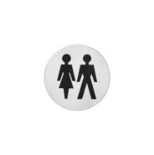 Afbeeldingen van INTERSTEEL Pictogram dames- en herentoilet zelfklevend rond rvs geborsteld 4600
