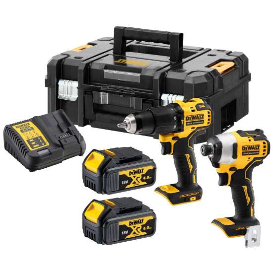 Afbeeldingen van DeWalt brushless Combiset DCK2062M2T-QW - 18V XR 2x4.0Ah - schroef/klopboormachine DCD709 + slagschroevendraaier DCD809 in TSTAK WEEKDEAL