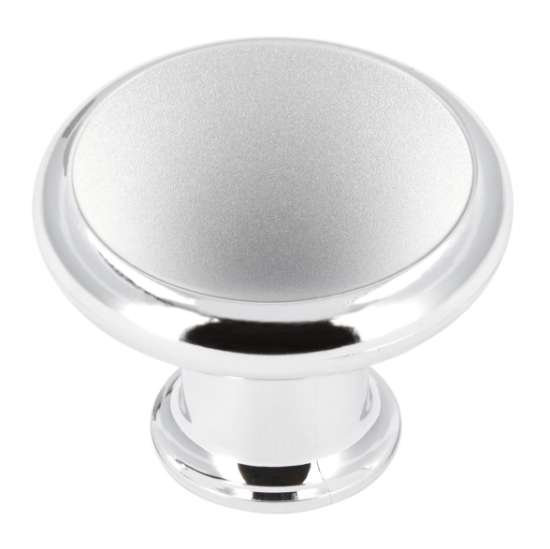 Afbeeldingen van Siro Meubelknop kunststof - L 30mm/H 24mm/B 30mm - chroom glanzend/aluminium 