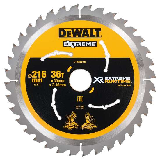 Afbeeldingen van DeWalt XR cirkelzaagblad DT99569-QZ - 216x30mm  Op=Op