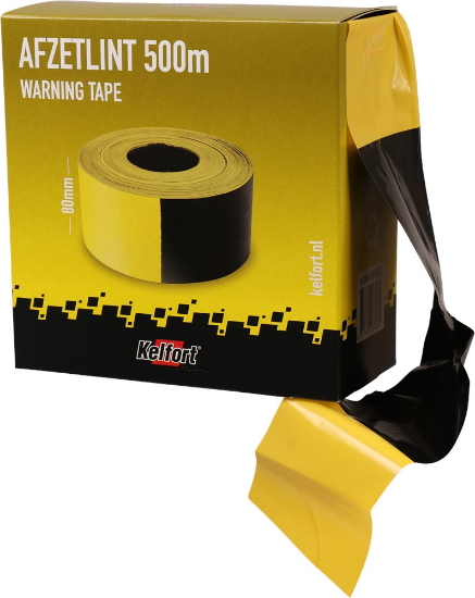 Afbeeldingen van Kelfort afzetband - 80mm 500 meter - geel/zwart
