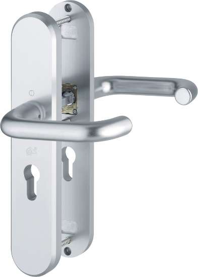 Afbeeldingen van Hoppe Inbraakwerend deurkrukgarnituur aluminium Paris 138L/3235/3214 - PC 55 - F1 Op=Op