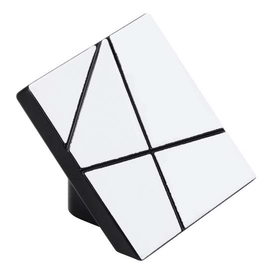 Afbeeldingen van Siro Meubelgreep kunststof - boorafstand 16mm/L 40mm/H 28mm/B 30mm - wit/zwart 