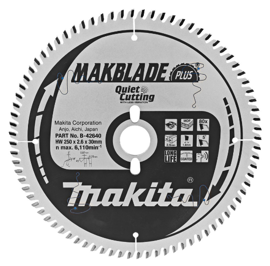 Afbeeldingen van Makita Zaagb Mdf 250X30X2.6 80T 5G B-42640