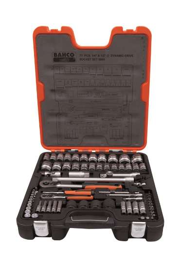 Afbeeldingen van Bahco doppenset 1/4", 1/2" 77 delig (S800)