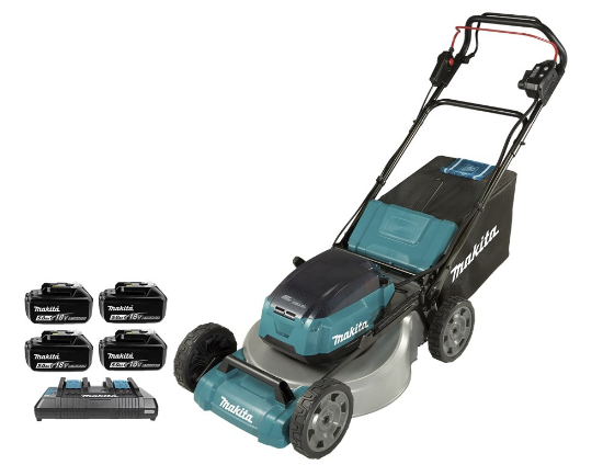 Afbeeldingen van Makita Grasmaaier 46cm - 2X18V 4x5.0 Ah accu - Inclusief duo snellader in doos