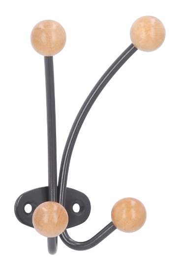 Afbeeldingen van Siro Kapstokhaak metaal - boorafstand 32mm/L 135mm/H 46mm/B 87mm - grijs/esdoorn 