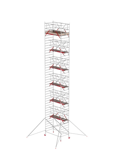 Afbeeldingen van Altrex Rolsteiger breed - aluminium met voorloopleuningen en schoren in de basis RS TOWER 42