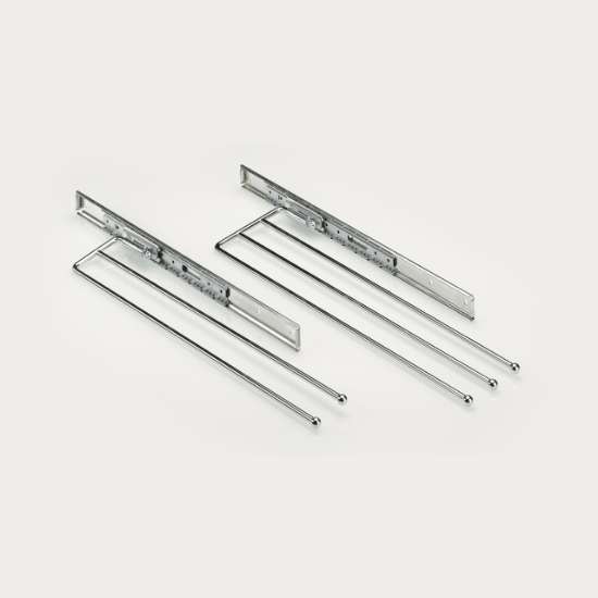 Afbeeldingen van Hettich Uittrekbare en zwenkbare handdoekhouder, 2, 102 mm x 495 mm, verchroomd