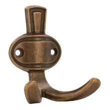 Afbeeldingen van Siro Kapstokhaak metaal - boorafstand 32mm/L 76mm/H 45mm/B 67mm - antiek messing 
