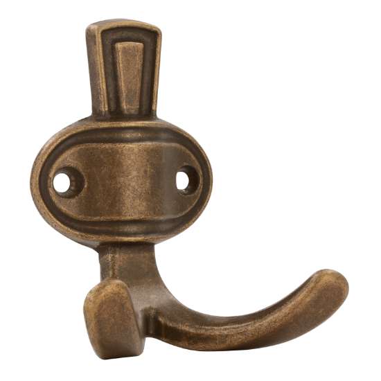 Afbeeldingen van Siro Kapstokhaak metaal - boorafstand 32mm/L 76mm/H 45mm/B 67mm - antiek messing 
