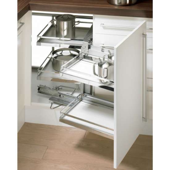 Afbeeldingen van Hettich Moving Corner, met poedercoating zilver, links