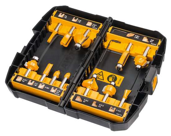 Afbeeldingen van DeWalt frezenset DT90016-QZ - schacht 8mm - 12 delig 