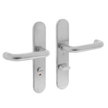 Afbeeldingen van INTERSTEEL Deurkruk Rond op schild toilet-/badkamersluiting 63 mm rvs geborsteld 0576