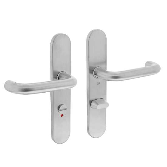 Afbeeldingen van INTERSTEEL Deurkruk Rond op schild toilet-/badkamersluiting 63 mm rvs geborsteld 0576