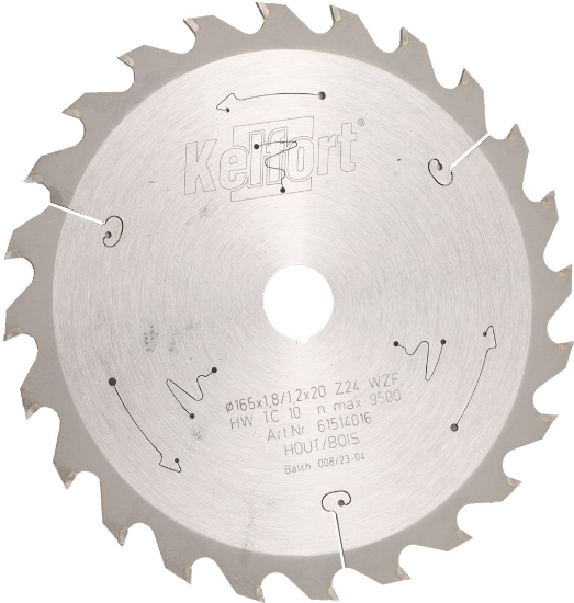 Afbeeldingen van Kelfort cirkelzaagblad - Ø165x1,8/1,2x20mm 24 tands WZF - voor hout