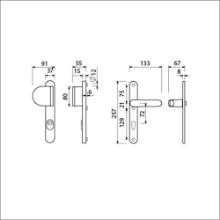Afbeeldingen van Ami veiligheids duwersmalschildgarnituur 257/37/2 Duwer 90/83 Links - PC72 - F1  Op=Op
