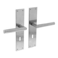 Afbeeldingen van INTERSTEEL Deurkruk recht Hoek 90° ø19mm met schild 250x55x2mm rvs geborsteld 0583