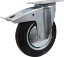 Afbeeldingen van Kelfort zwenkwiel - Ø200mm (205kg) - gegalvaniseerd met stalen velg, plaat en rollager met rem zwart/rubber loopvlak 