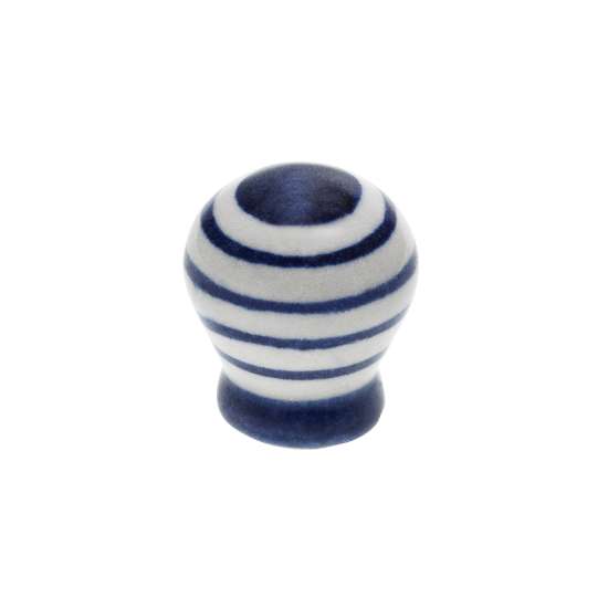 Afbeeldingen van Siro Meubelknop keramisch - L 29mm/H 33mm/B 29mm donker blauw/wit 