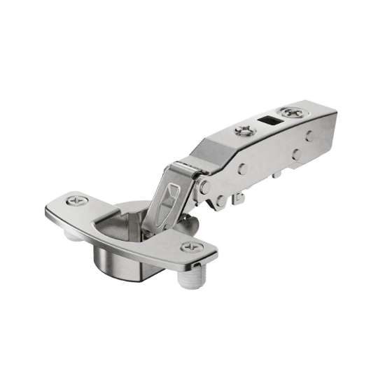 Afbeeldingen van Hettich Sensys 110°-scharnier met geïntegreerde demping (Sensys 8645i), vernikkeld, opliggend, openingshoek 110°, TH-boorbeeld 52 x 5,5 mm, snelmontage Flash (ø 10 x 11)