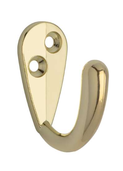 Afbeeldingen van Siro Kapstokhaak metaal - boorafstand 10mm/L 43mm/H 38mm/B 19mm messing glanzend 