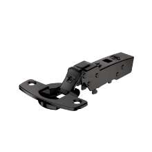 Afbeeldingen van Hettich Sensys scharnier voor dunne deuren, deurdikte vanaf 10 mm, veerloos (Sensys 8676), in obsidiaanzwart, half opliggend, openingshoek 110°, TH-boorbeeld 52 x 5,5 mm, voor schroefbevestiging (-)
