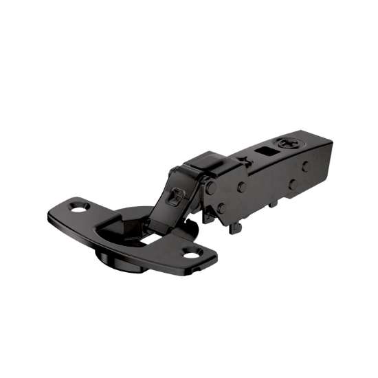 Afbeeldingen van Hettich Sensys scharnier voor dunne deuren, deurdikte vanaf 10 mm, veerloos (Sensys 8676), in obsidiaanzwart, half opliggend, openingshoek 110°, TH-boorbeeld 52 x 5,5 mm, voor schroefbevestiging (-)