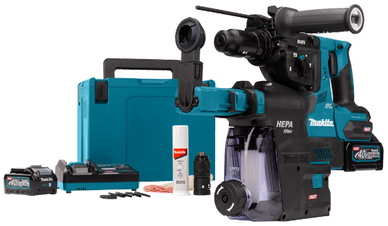 Afbeeldingen van Makita combihamer HR004GM202 - 40V Max 2x 4,0 Ah accu's - Inclusief lader en stofafzuiging in Mbox WEEKDEAL