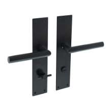 Afbeeldingen van INTERSTEEL Deurkruk Jura recht Hoek 90° met schild 250x55x2mm WC78/8 zwart 0583