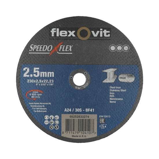 Afbeeldingen van Flexovit Doorslijpschijf - Ø230x2.5x22.2mm - staal en zachte metalen