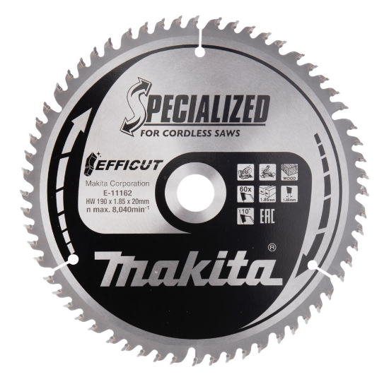 Afbeeldingen van Makita afkortzaag efficut HM - 190X20x1,85mm 60Tands 10° - voor hout