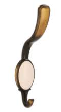 Afbeeldingen van Siro Kapstokhaak metaal - boorafstand 24mm/L 158mm/H 64mm/B 34mm antiek messing/ beige 