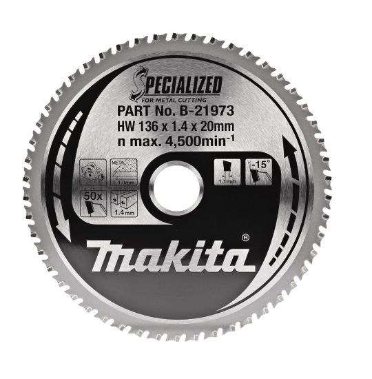 Afbeeldingen van Makita zaagblad - 136x20x1,4mm 50 Tands 15° - voor metaal 